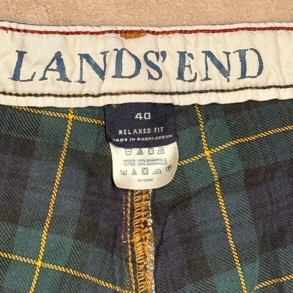 Men's Lands' End Relaxed Jeans Waist 40 Blue Plaid Lined Vintage